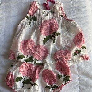 Pink Chicken Floral Kids Matching Set - Pink and Green